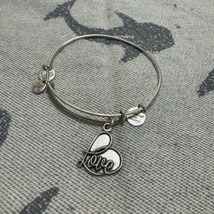Alex and Ani Silver Love Heart Bangle Bracelet